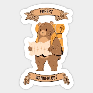 Forest Wanderlust - Hiking Bear Sticker